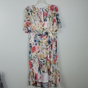 Calvin Klein Floral High Low Faux Wrap Dress 10